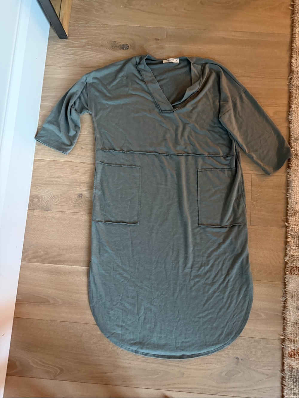 Three Bird Nest Relaxed V‑Neck Maxi Dress - Sage Green - Picture 2 of 10